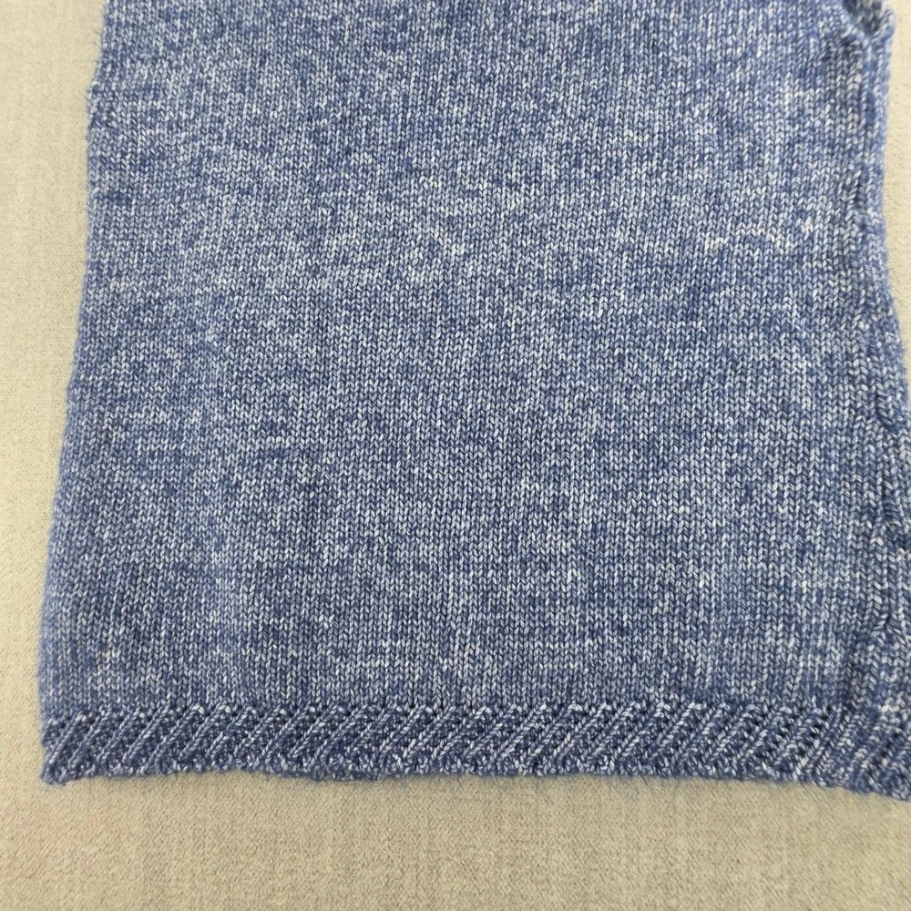 Coldwater Creek Sweater‎ Vest Women PM Blue Pointelle Diamond Knit Cotton Blend